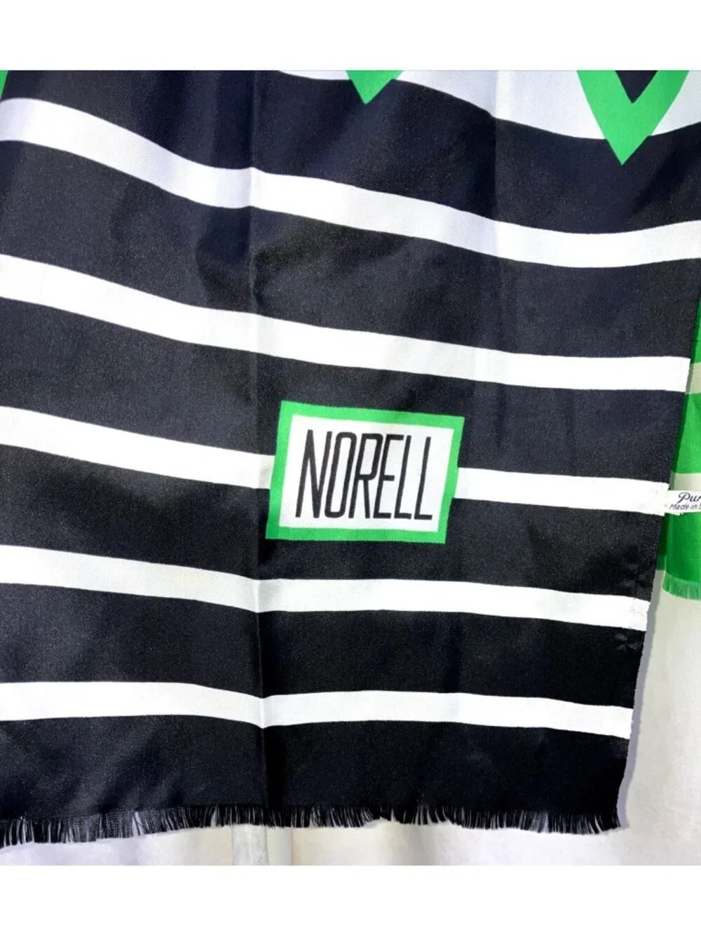 RARE Norell 37 X 57 XL shawl Scarf Silk Twill Chevron Logo 50s 60s Wrap Cape